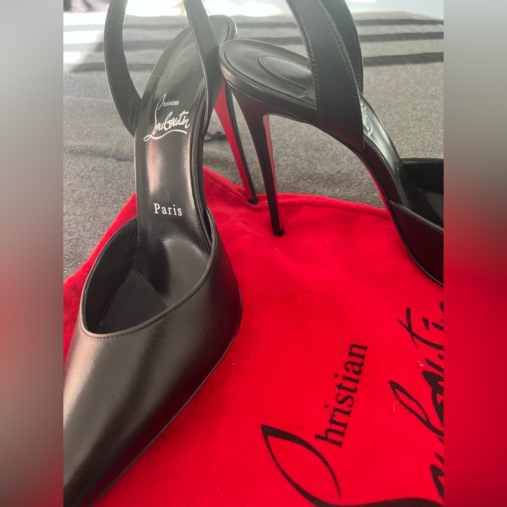 Christian Louboutin O Kate Pointed Toe Slingback Pump. Color Black.